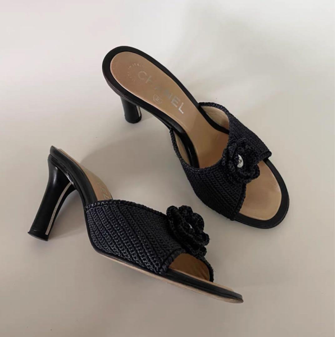 CHANEL シャネルブラックミュール サンダル 35.5