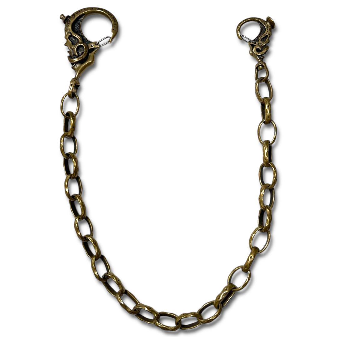 美品 Galcia マスタッシュ スカル ウォレット チェーン 50cm 真鍮