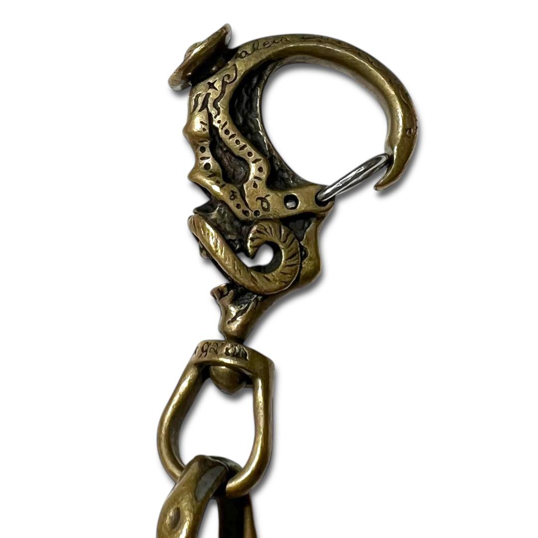 美品 Galcia マスタッシュ スカル ウォレット チェーン 50cm 真鍮