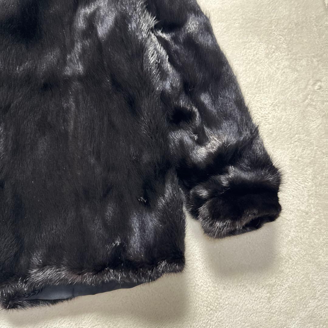 ファーコート 毛皮 ミンク ブラック リアルファー 13号