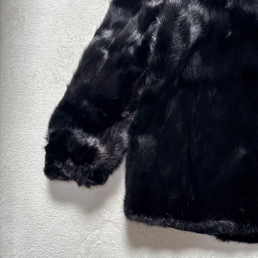 ファーコート 毛皮 ミンク ブラック リアルファー 13号