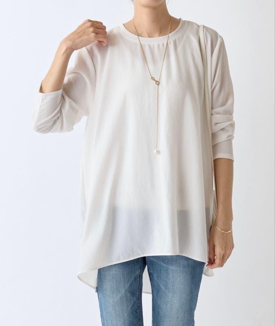 未使用タグ＊BEARDSLEY ビアズリー 後ろドレープTブラウス　Fサイズ