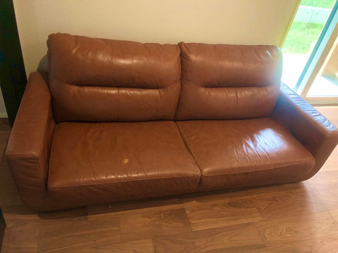 【つくし】ニトリ3人掛け本革ソファ(フィルン)