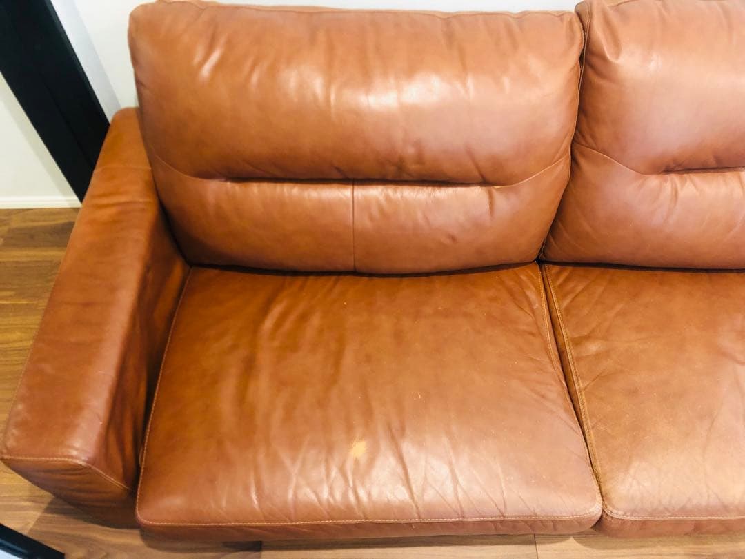 【つくし】ニトリ3人掛け本革ソファ(フィルン)