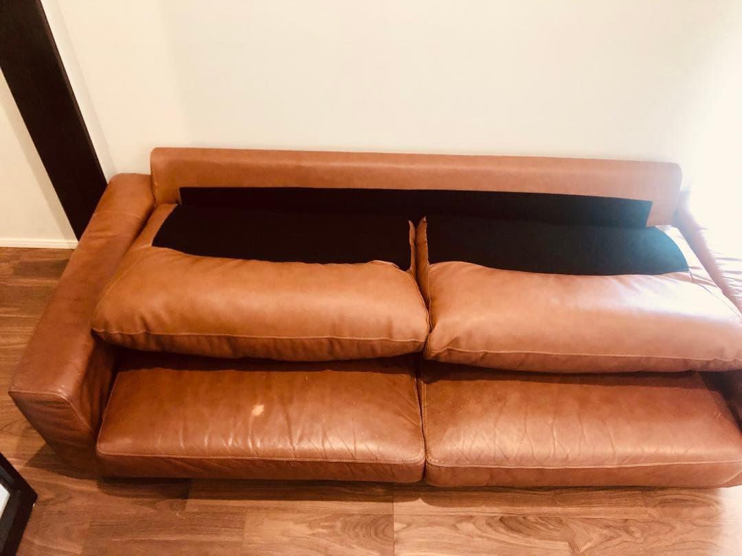 【つくし】ニトリ3人掛け本革ソファ(フィルン)