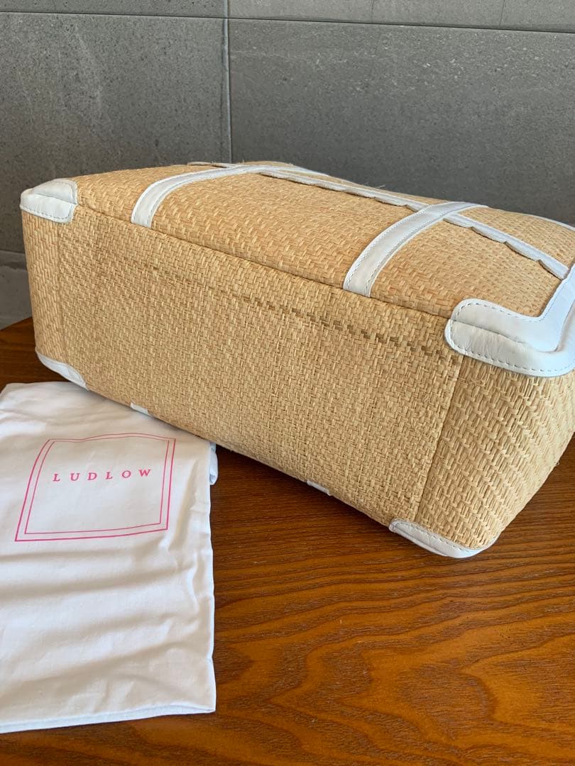 LUDLOW ラドロー　スカラップラフィアトートバッグ　M