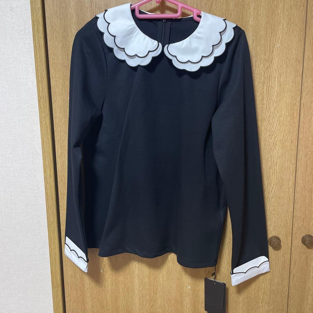 fitmore 刺繍ダブルカラーレイヤードロングスリーブトップス