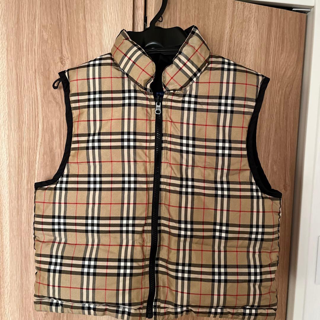 【希少】バーバリーブルーレーベル リバーシブル ダウンベスト ショート丈
