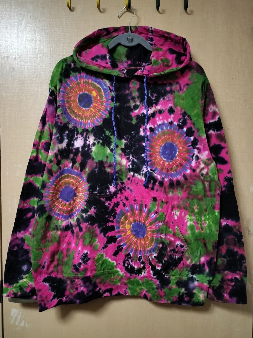 エスニック　タイダイ染め　パーカー　コットン　男女共用　新品　タイ製2