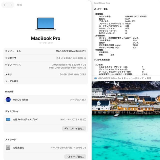 【美品】MacBook Pro 16_2019 i9/64GB/512GB_1