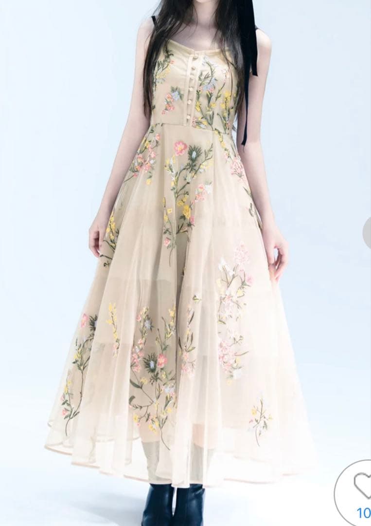 snidel エンブロイダリーチュールドレス PBEG 0