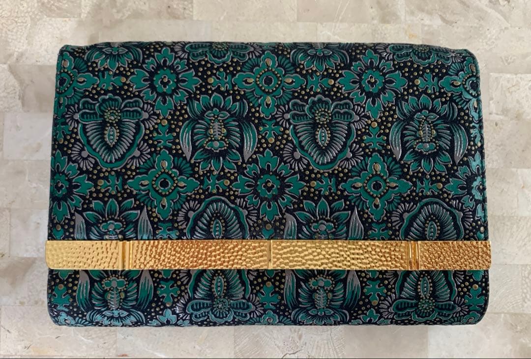 印傳屋 印伝 indeene インディーヌ クラッチバッグ 深緑