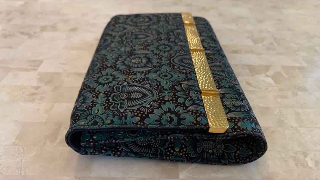 印傳屋 印伝 indeene インディーヌ クラッチバッグ 深緑