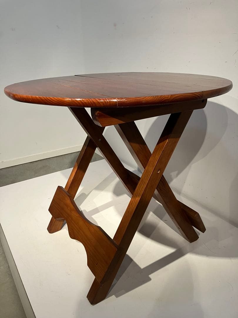 オールド　フォールディング　テーブル、レトロ、キャンプ、折り畳み、キツツキ、天童