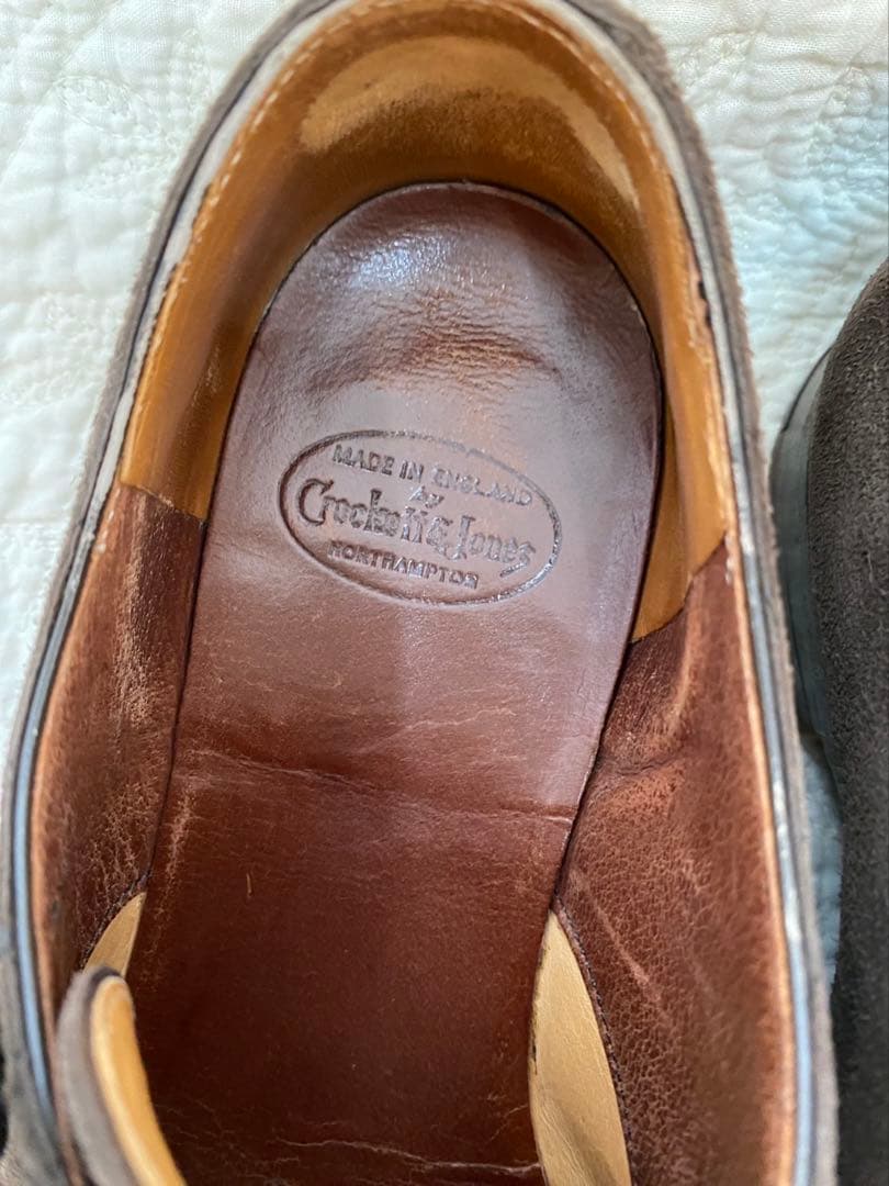 【クロケットジョーンズ】ダークブラウン スエード ダブルモンクストラップシューズ