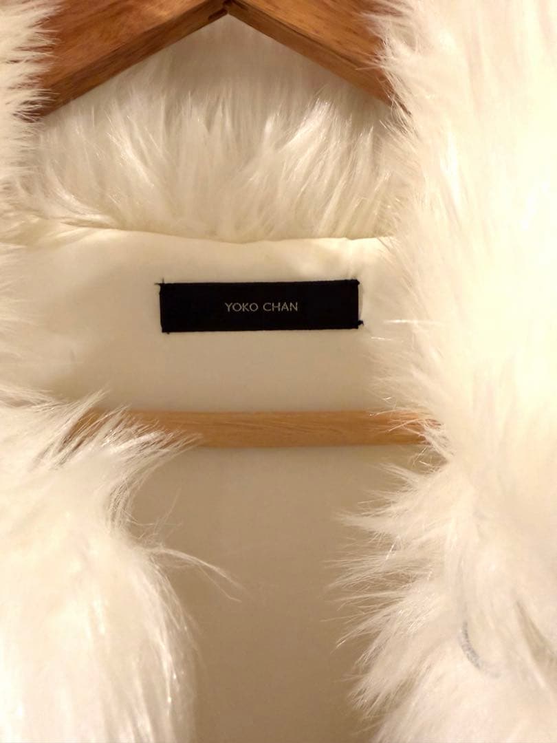 YOKO CHAN ホワイト フェイクファーコート