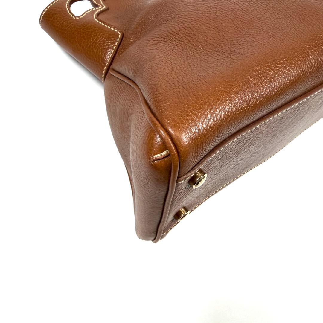 【未使用に近い】カルティエ　ハンドバッグ　マルチェロ　レザー　シボ革　ブラウン