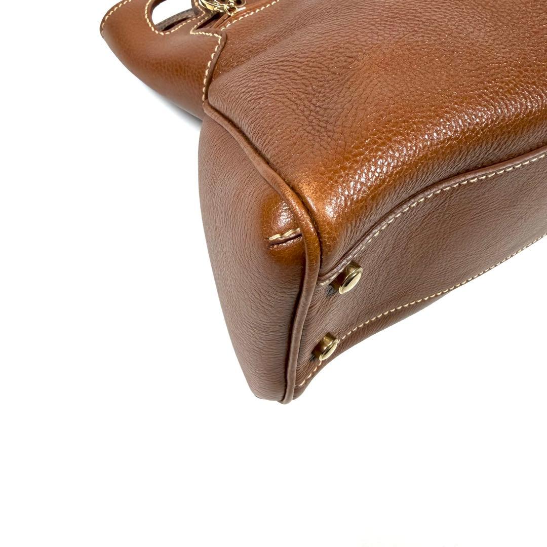 【未使用に近い】カルティエ　ハンドバッグ　マルチェロ　レザー　シボ革　ブラウン
