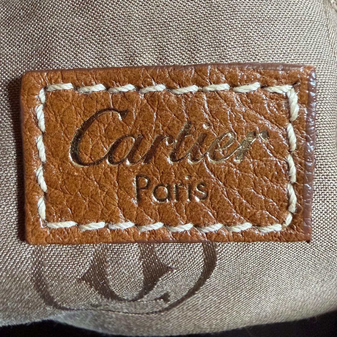 【未使用に近い】カルティエ　ハンドバッグ　マルチェロ　レザー　シボ革　ブラウン