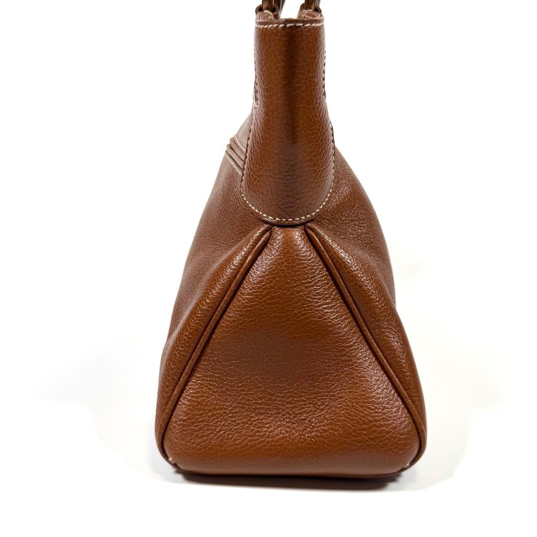 【未使用に近い】カルティエ　ハンドバッグ　マルチェロ　レザー　シボ革　ブラウン