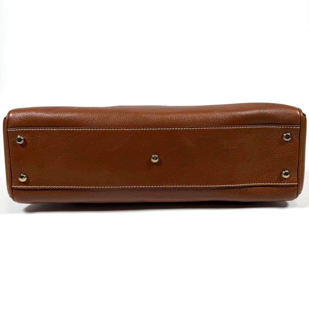 【未使用に近い】カルティエ　ハンドバッグ　マルチェロ　レザー　シボ革　ブラウン