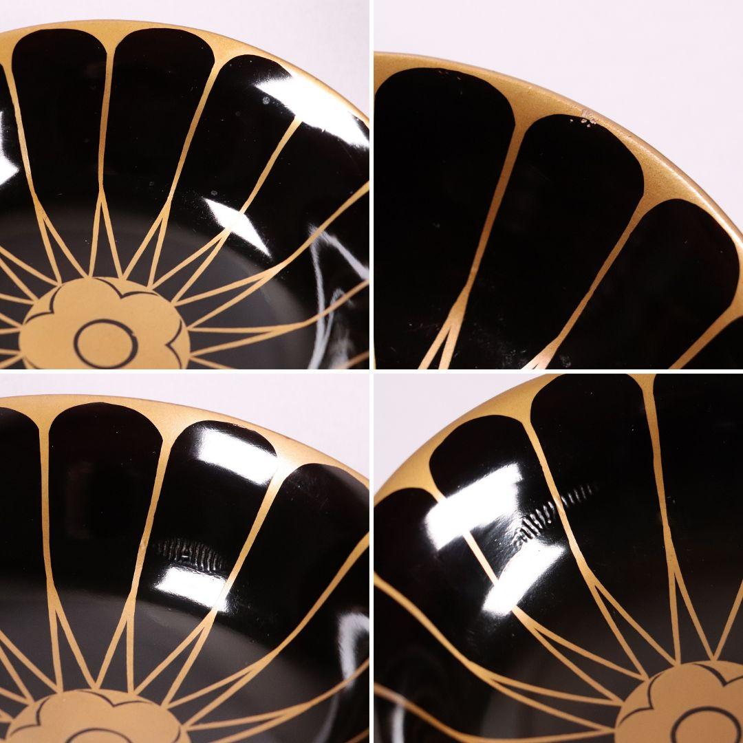 漆芸 木製漆器 菊花 蒔絵 黒塗 木皿 小皿 十六客 10.6cm【MA297】