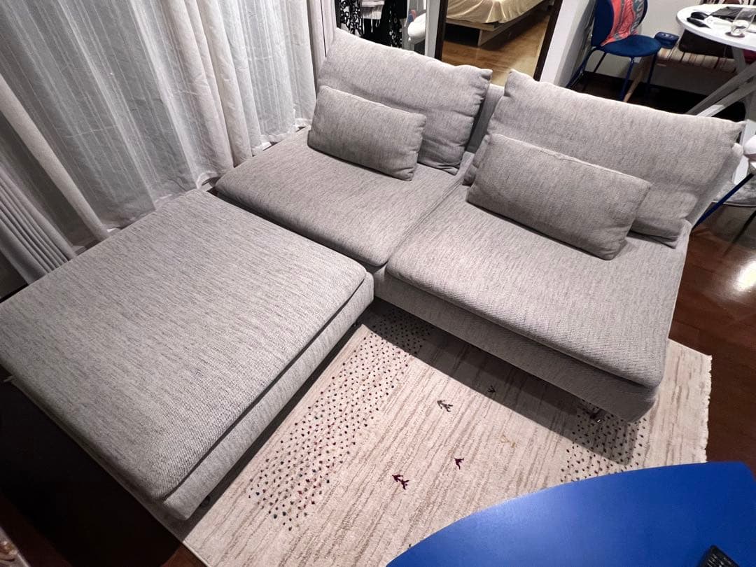 【cocon】 IKEAソーデルハムン＊3人掛け(オットマン付き)