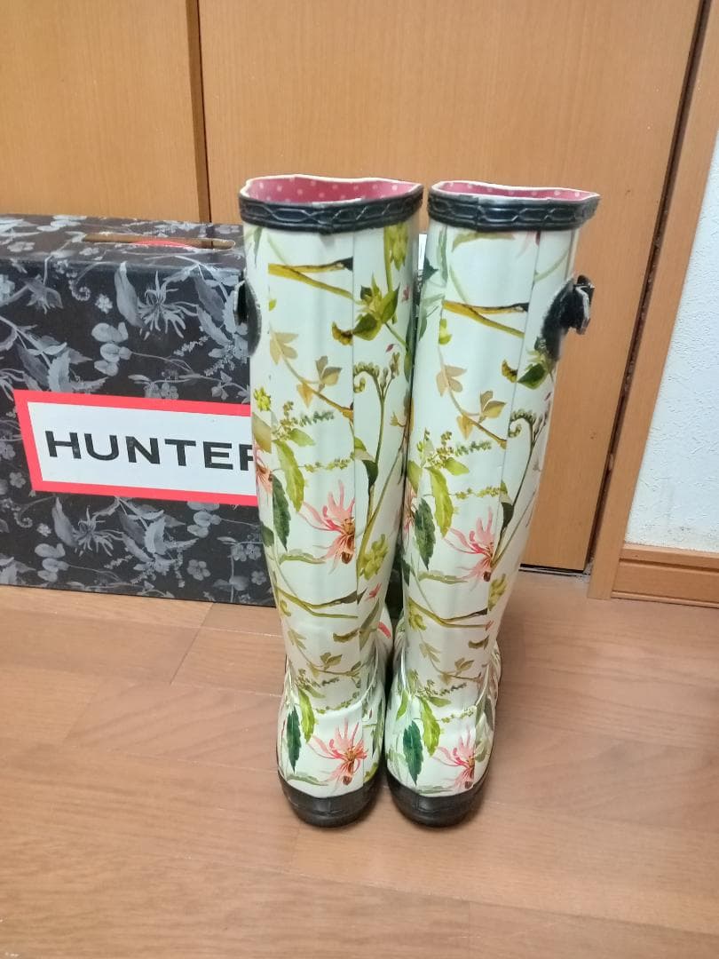 グリーンスムージー　ハンター花柄レインブーツ　ガーデン