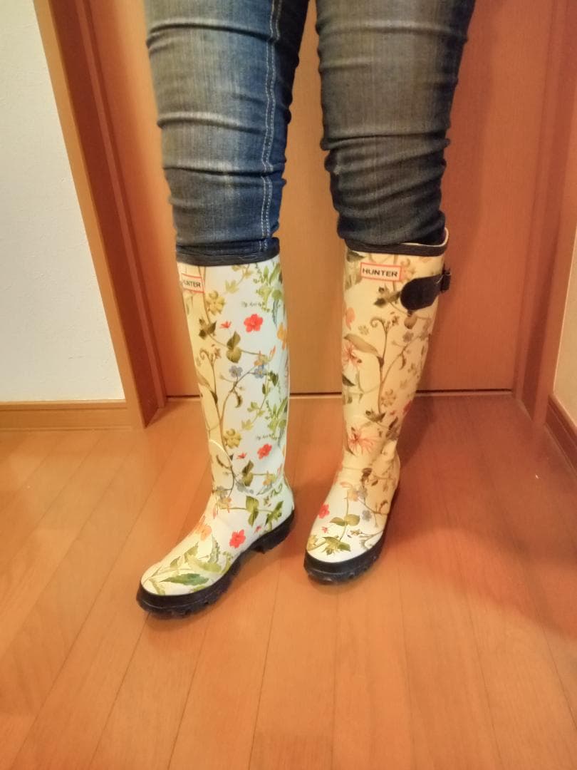 グリーンスムージー　ハンター花柄レインブーツ　ガーデン