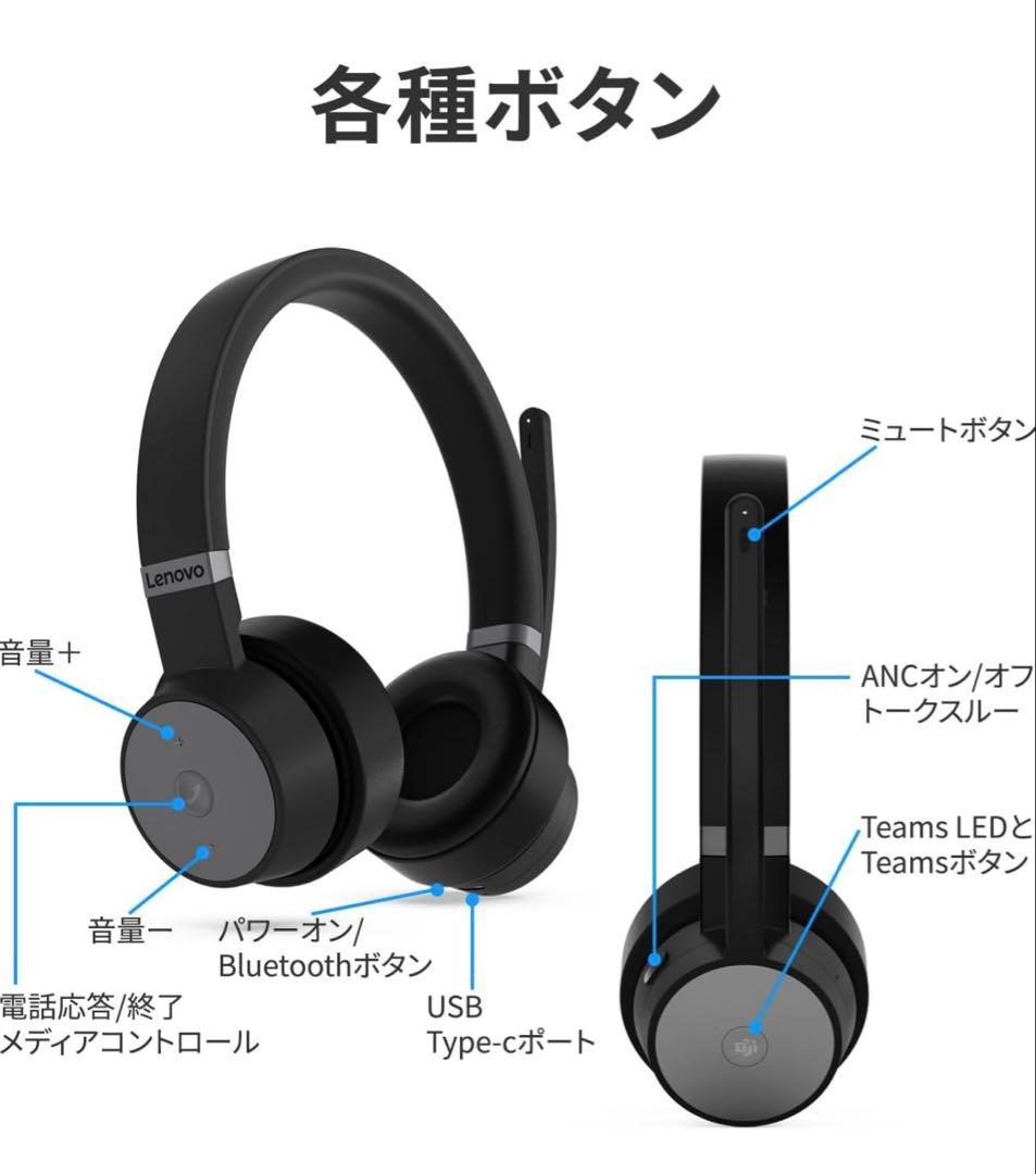Lenovo Go ワイヤレス アクティブノイズキャンセリング ヘッドセット