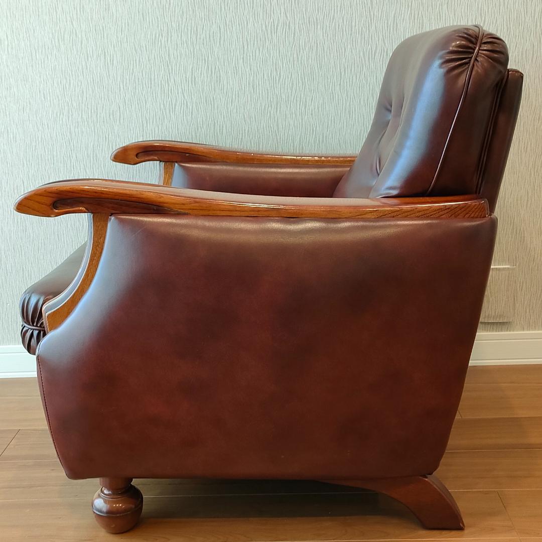 ヴィンテージソファ　1人掛け　ひじ掛け　レザー②