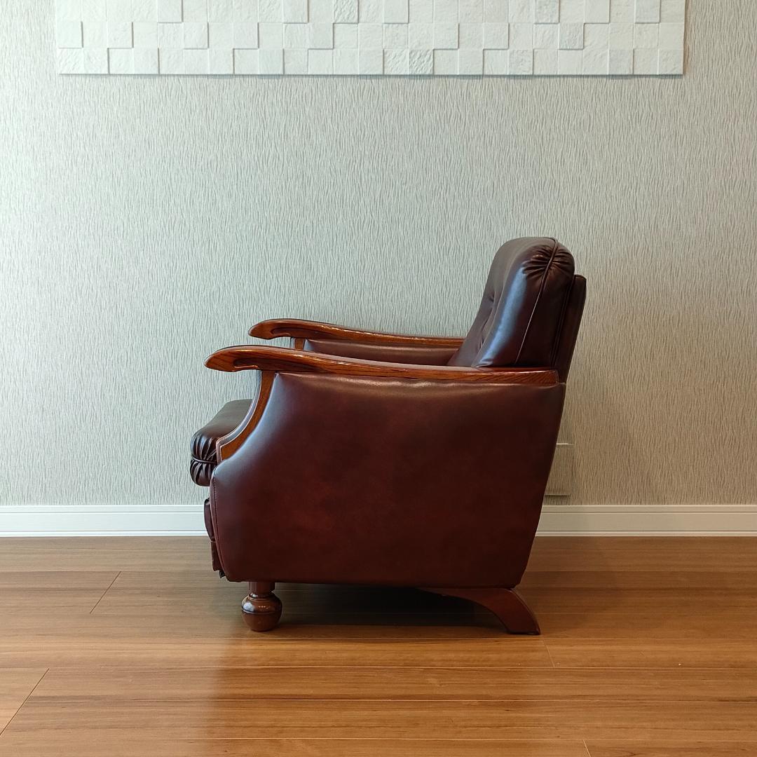 ヴィンテージソファ　1人掛け　ひじ掛け　レザー②