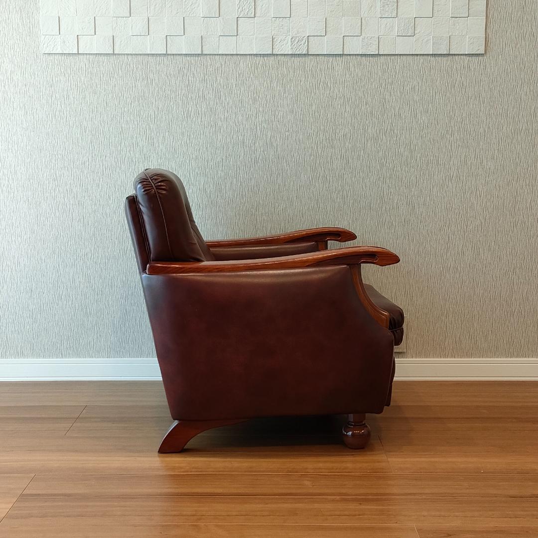 ヴィンテージソファ　1人掛け　ひじ掛け　レザー②