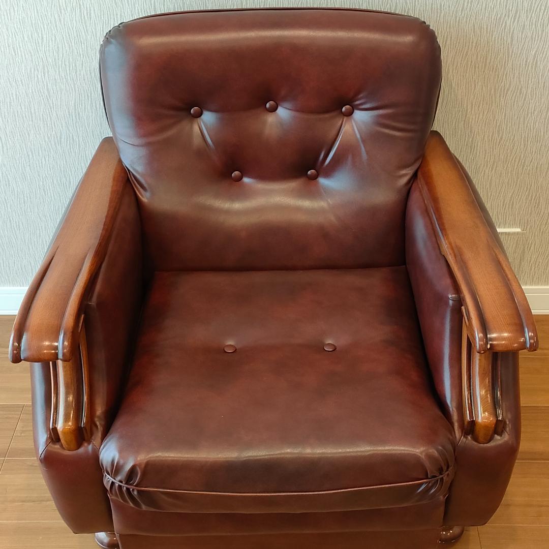 ヴィンテージソファ　1人掛け　ひじ掛け　レザー②