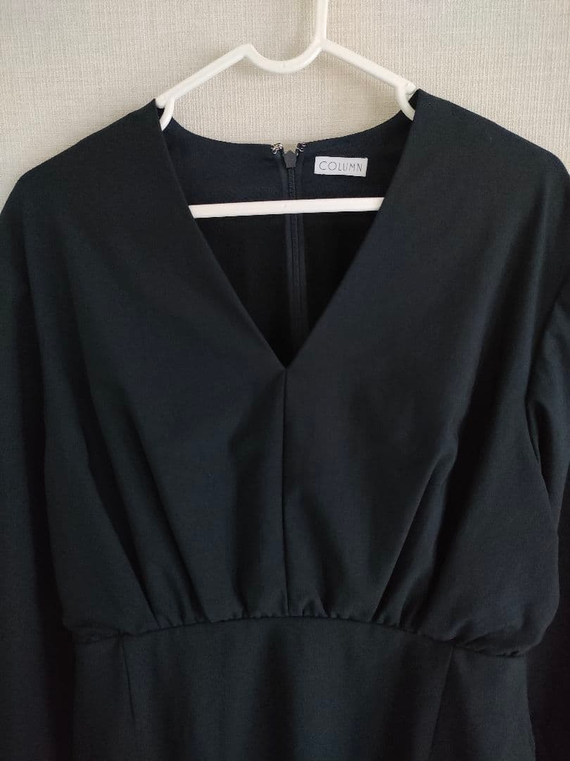 美品　コラム　estnation VネックIラインワンピース ネイビー