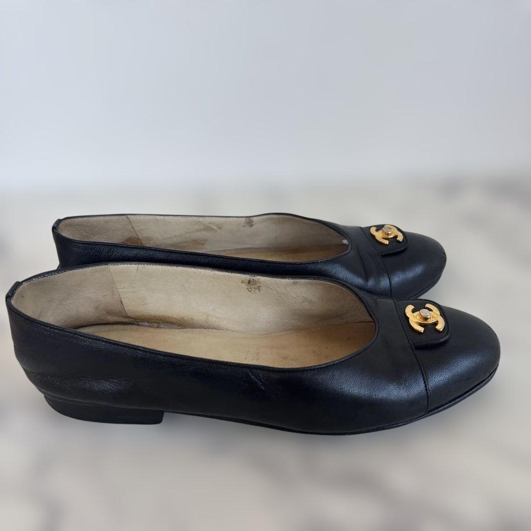 シャネル ココマーク　ターンロック　パンプス　フラットシューズ　ローファー