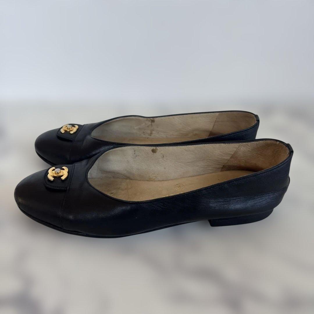 シャネル ココマーク　ターンロック　パンプス　フラットシューズ　ローファー