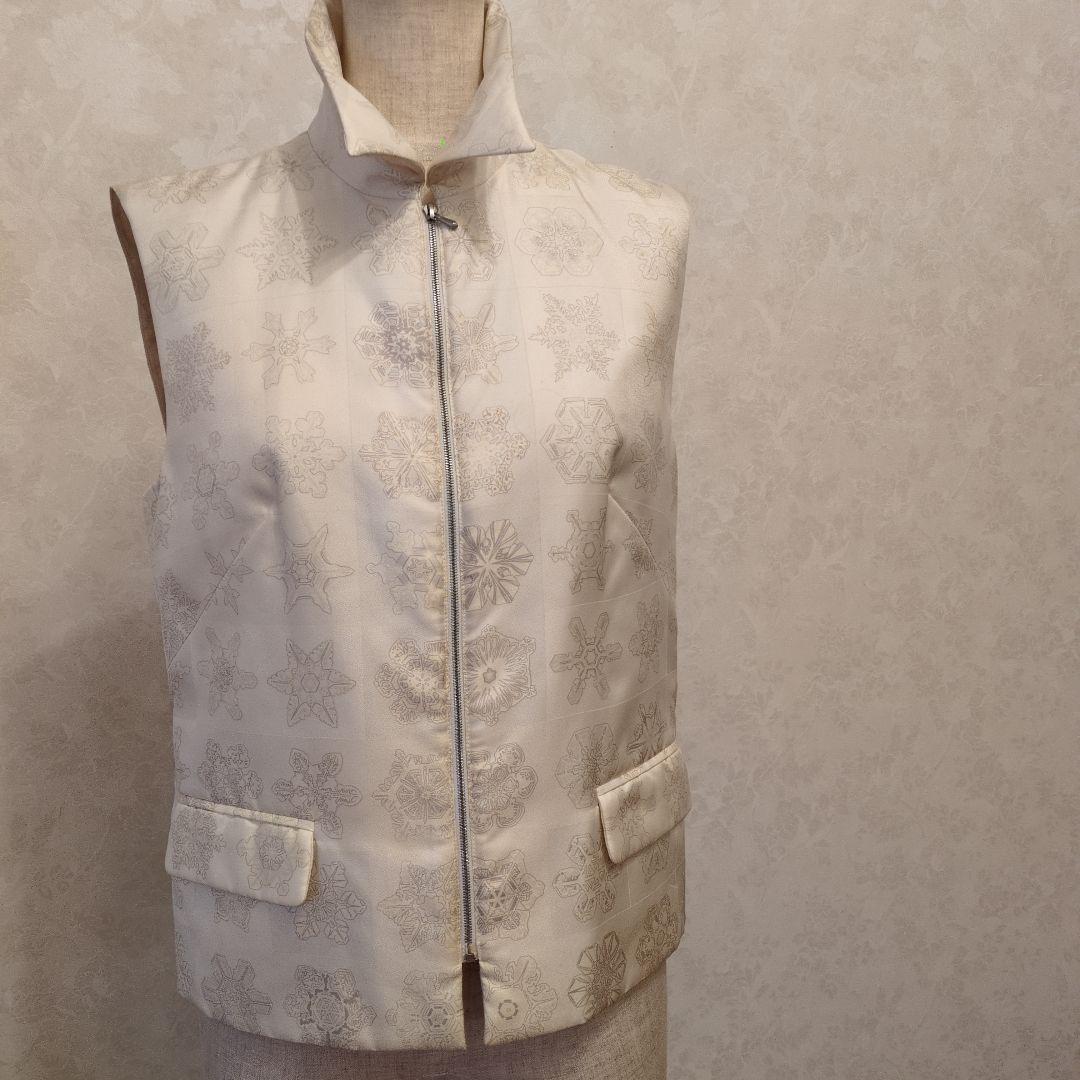 アイボリー 雪の結晶模様 ノースリーブベスト エルメス