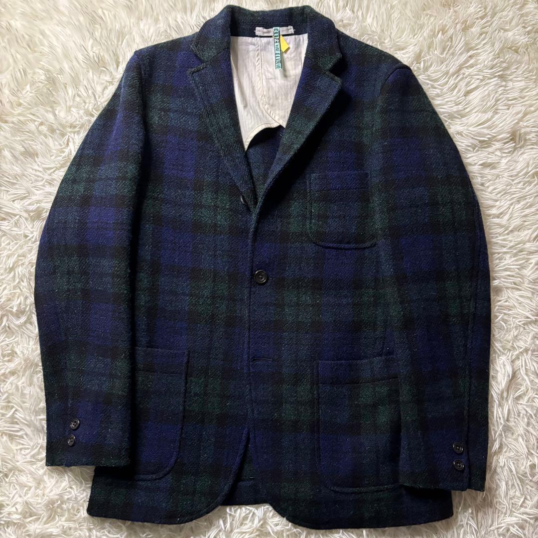 BEAMS + ハリスツイード テーラードジャケット ブラックウォッチ シングル