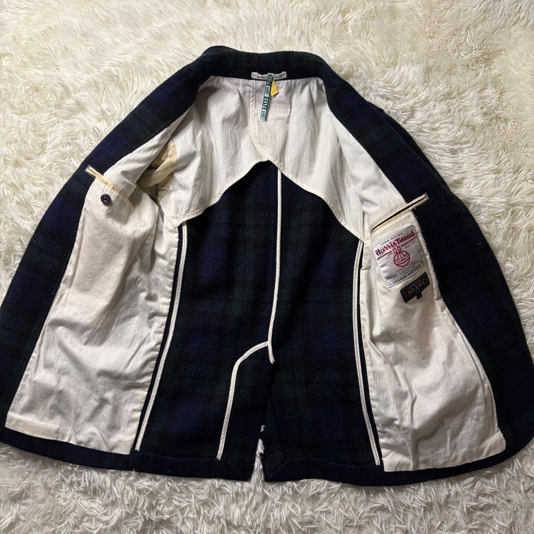 BEAMS + ハリスツイード テーラードジャケット ブラックウォッチ シングル