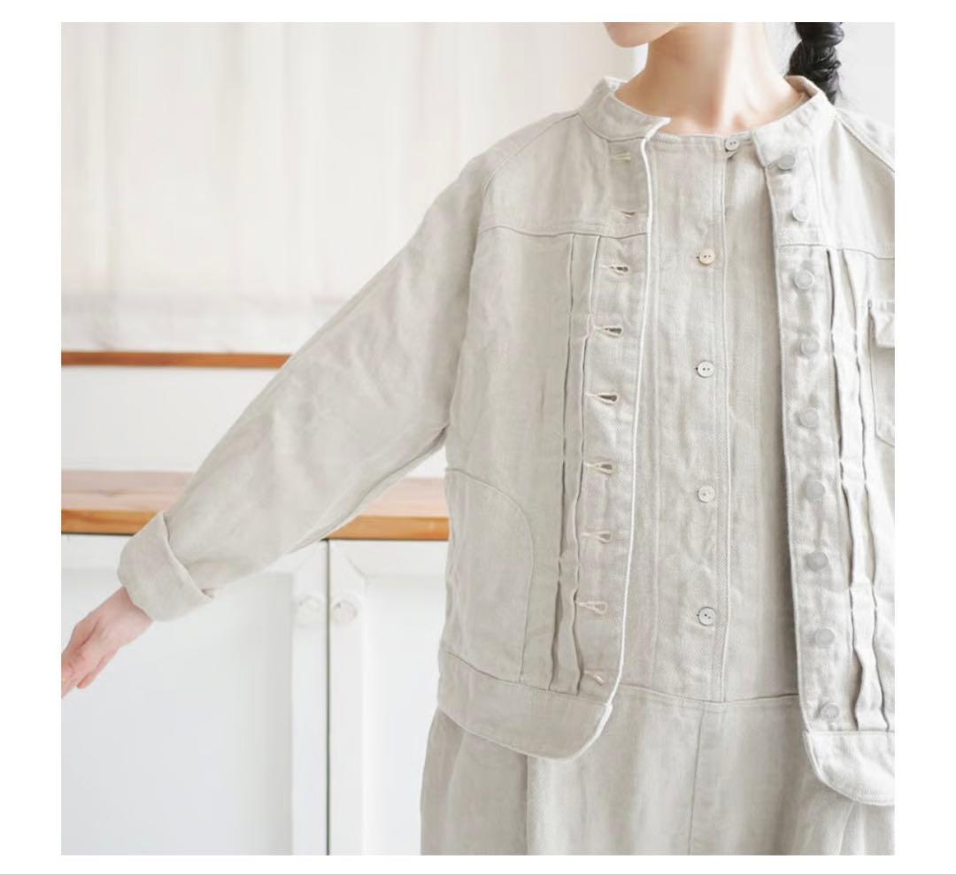 Si-Si-Si Comfort リネン スタンドカラージャケット ECRU