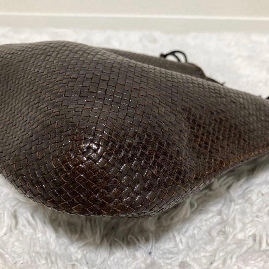 美品♡ JURGEN LEHL レザー 巾着 メッシュ バッグ ダークブラウン