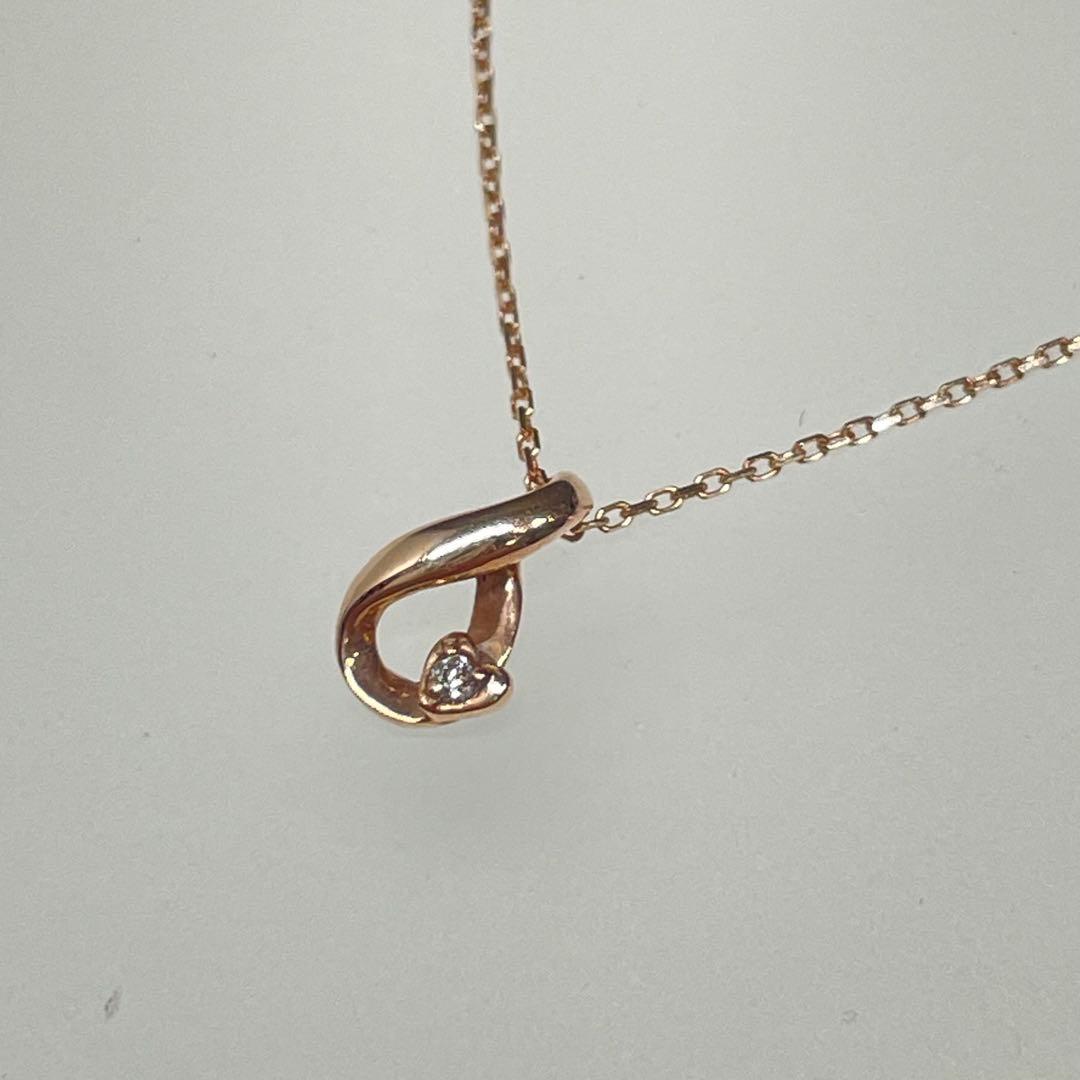 リ*)様 K10 ローズゴールド ダイヤモンド　ハートネックレス
