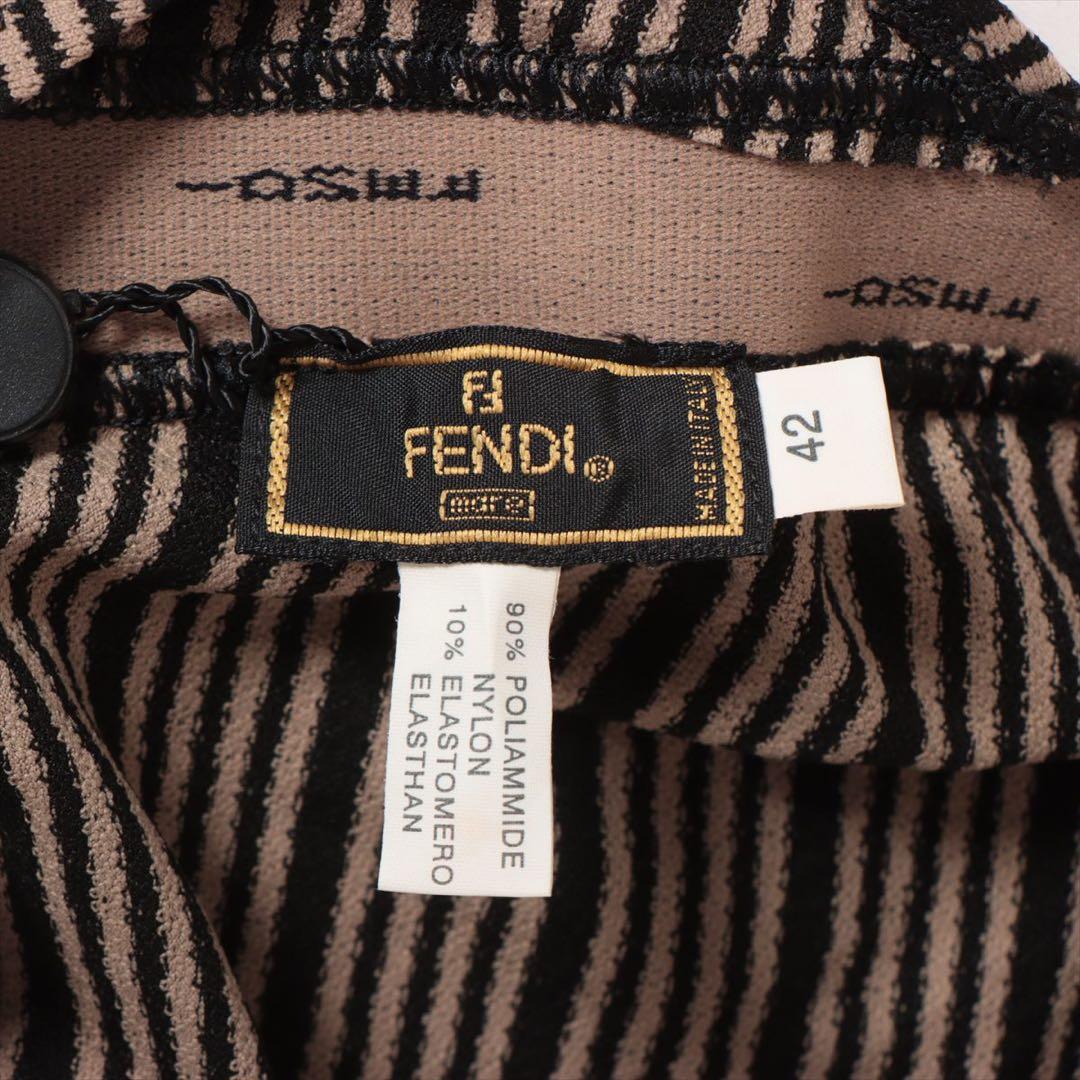 フェンディ ナイロン×ポリウレタン 水着 42 ブラックブラウン ロゴストラップ