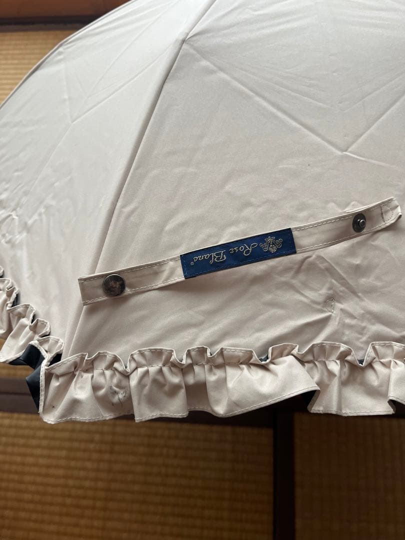 芦屋ロサブラン 2段折り フリル 曲がり竹手元 日傘 ベージュ