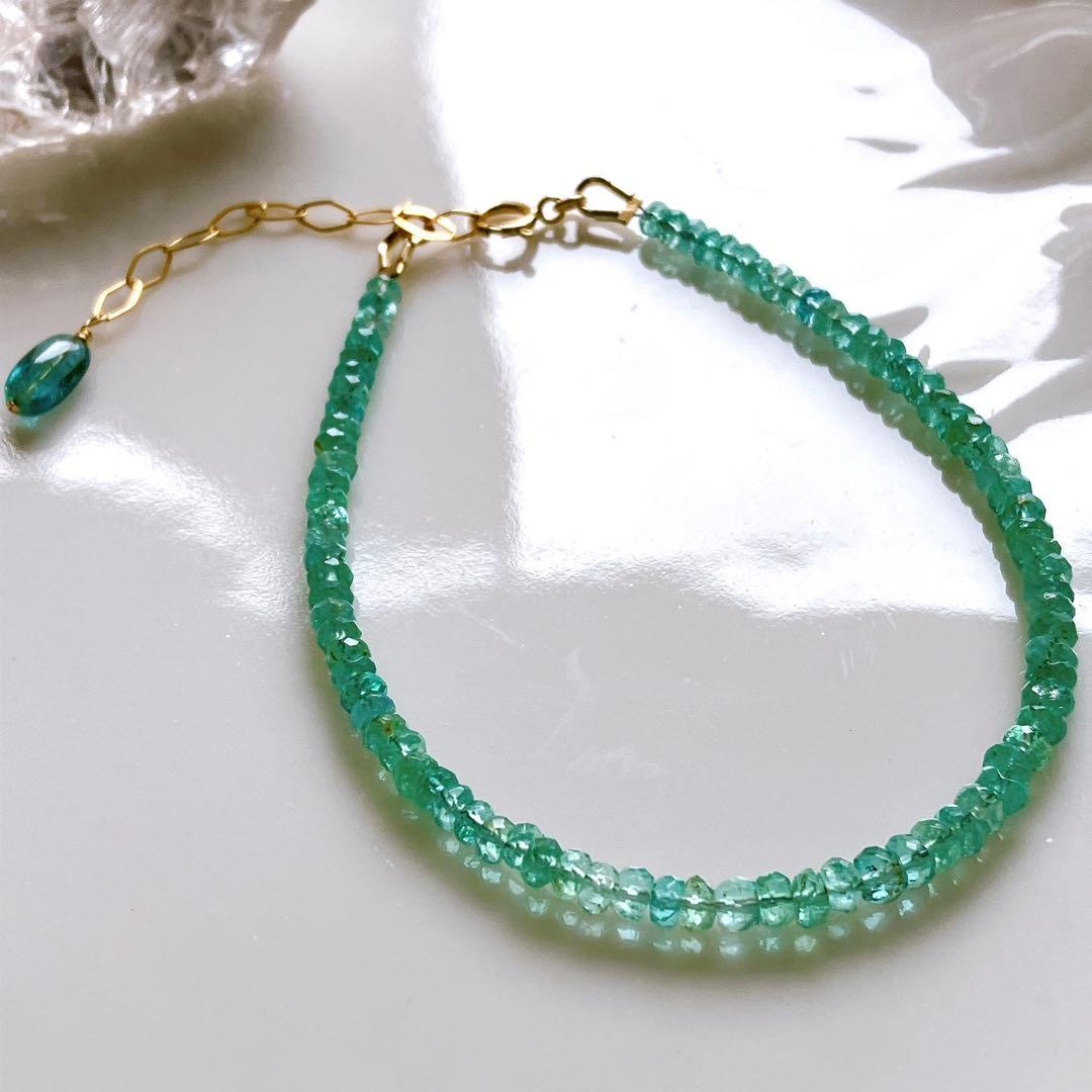 希少✧高品質✧ザンビア産エメラルドブレスレット✧14kgf