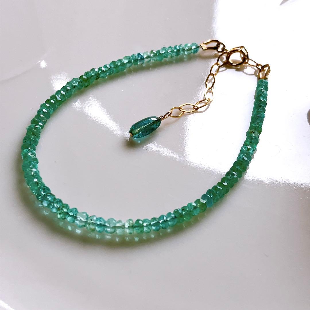 希少✧高品質✧ザンビア産エメラルドブレスレット✧14kgf