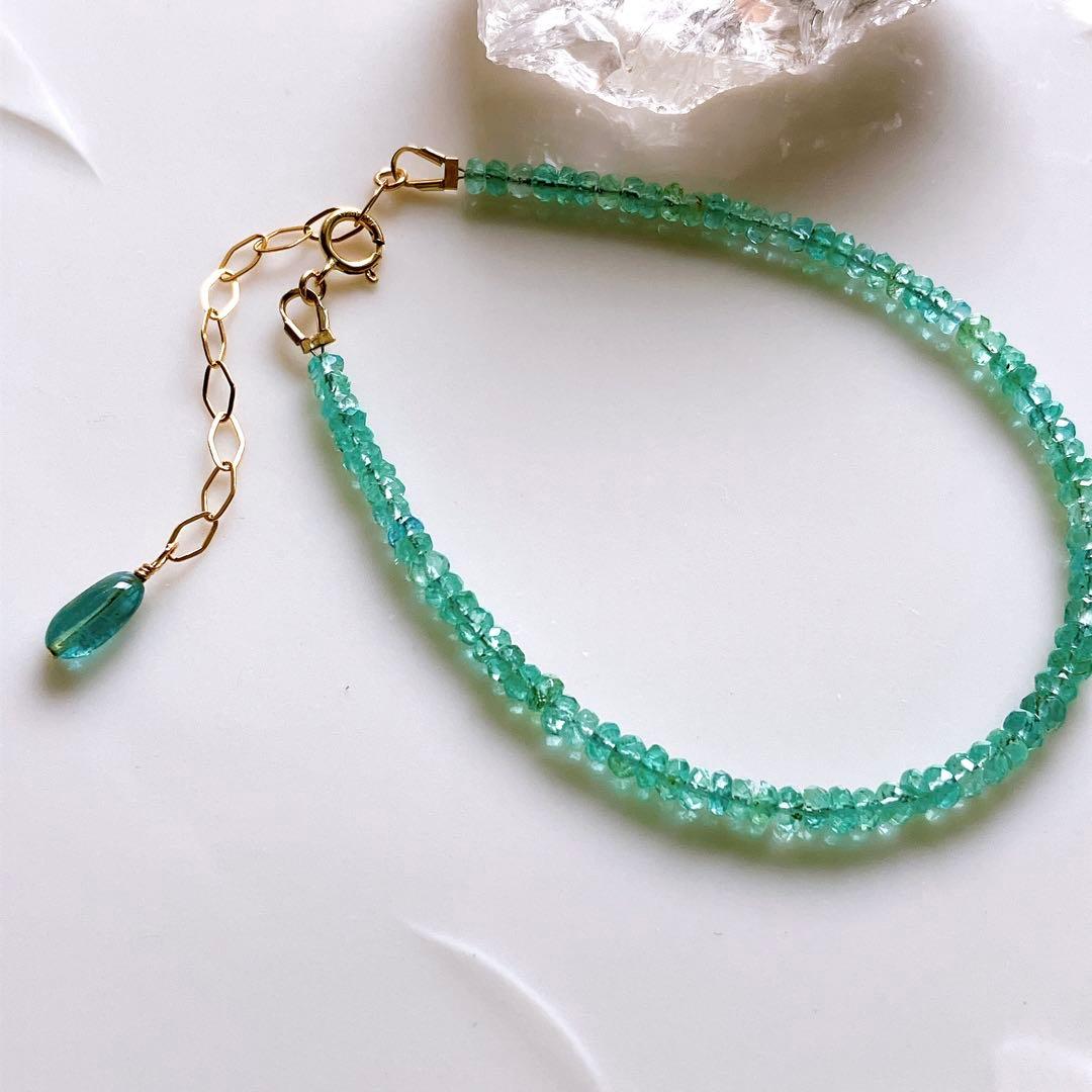 希少✧高品質✧ザンビア産エメラルドブレスレット✧14kgf