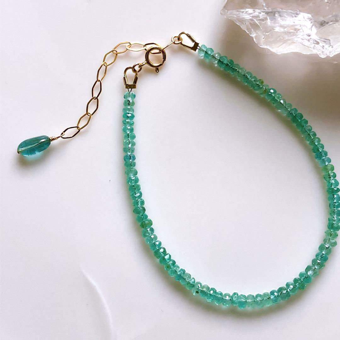 希少✧高品質✧ザンビア産エメラルドブレスレット✧14kgf