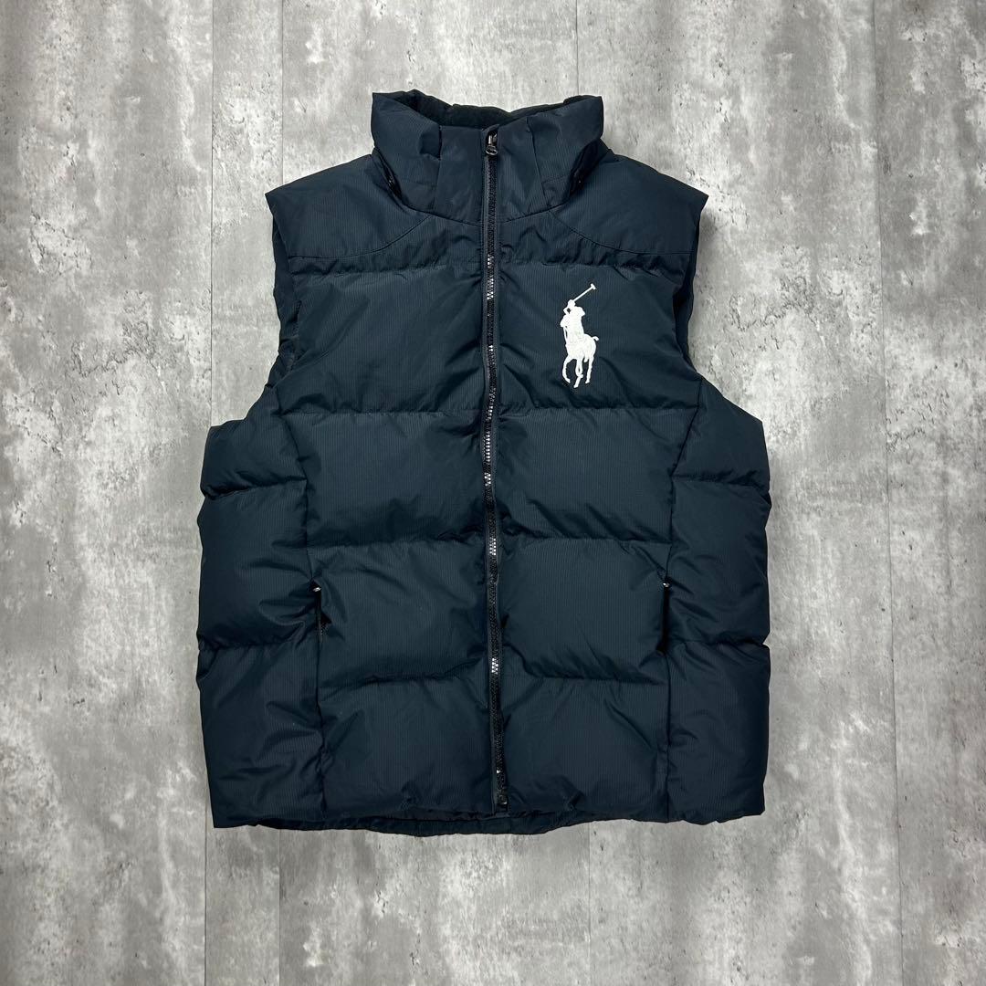 ラルフローレン 刺繍ロゴ ダウンベスト ブラック 着用メンズM-L相当 6232